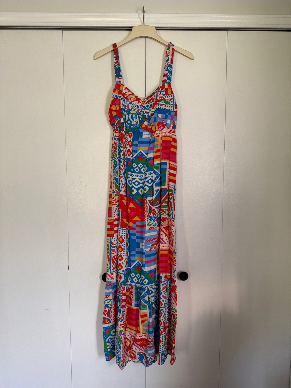 Skies Are Blue Multi-Color Geometric & Floral Maxi Dress